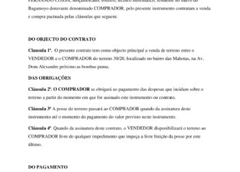 Exemplo de contrato de compra e venda de terreno mocambique