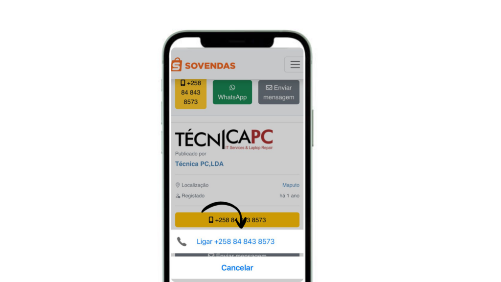 Como contactar um vendedor no Sovendas?