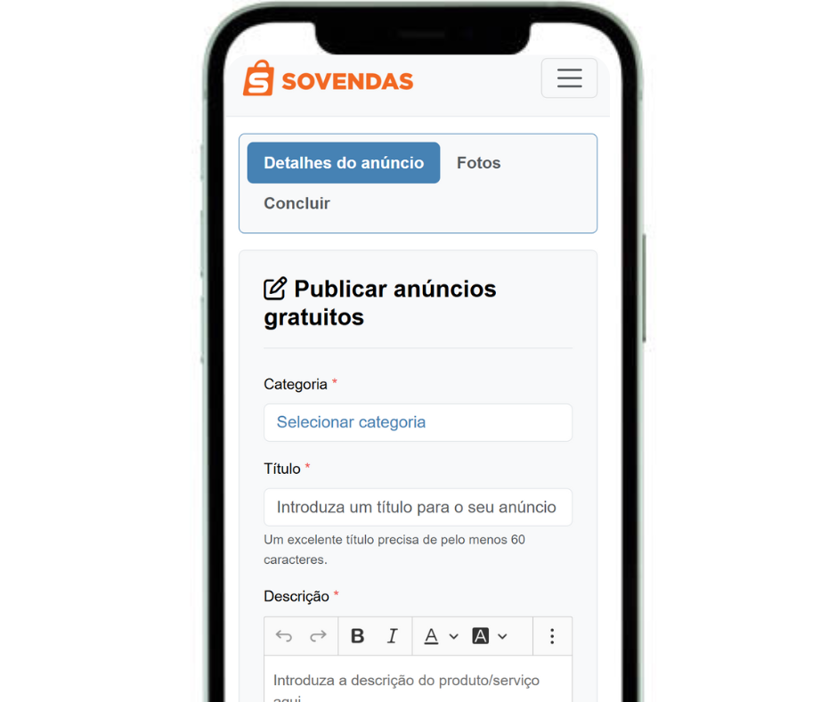 Como criar um anúncio no Sovendas?